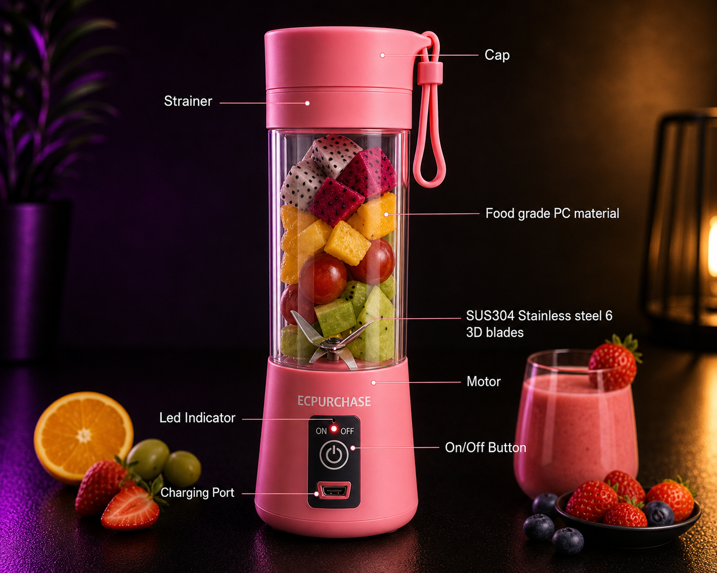 Mini Fruit Blender – Travel-Friendly Juice & Smoothie Maker