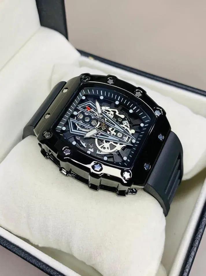 Luxury Black Skeleton Watch for Men – Powerful Automatic Design