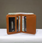 Men’s Premium Leather Wallet – Black, Orange & Gray | Luxury Puma Logo Design