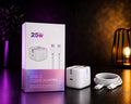 25W USB-C PD Fast Charging Adapter + Cable for iPhone & Android