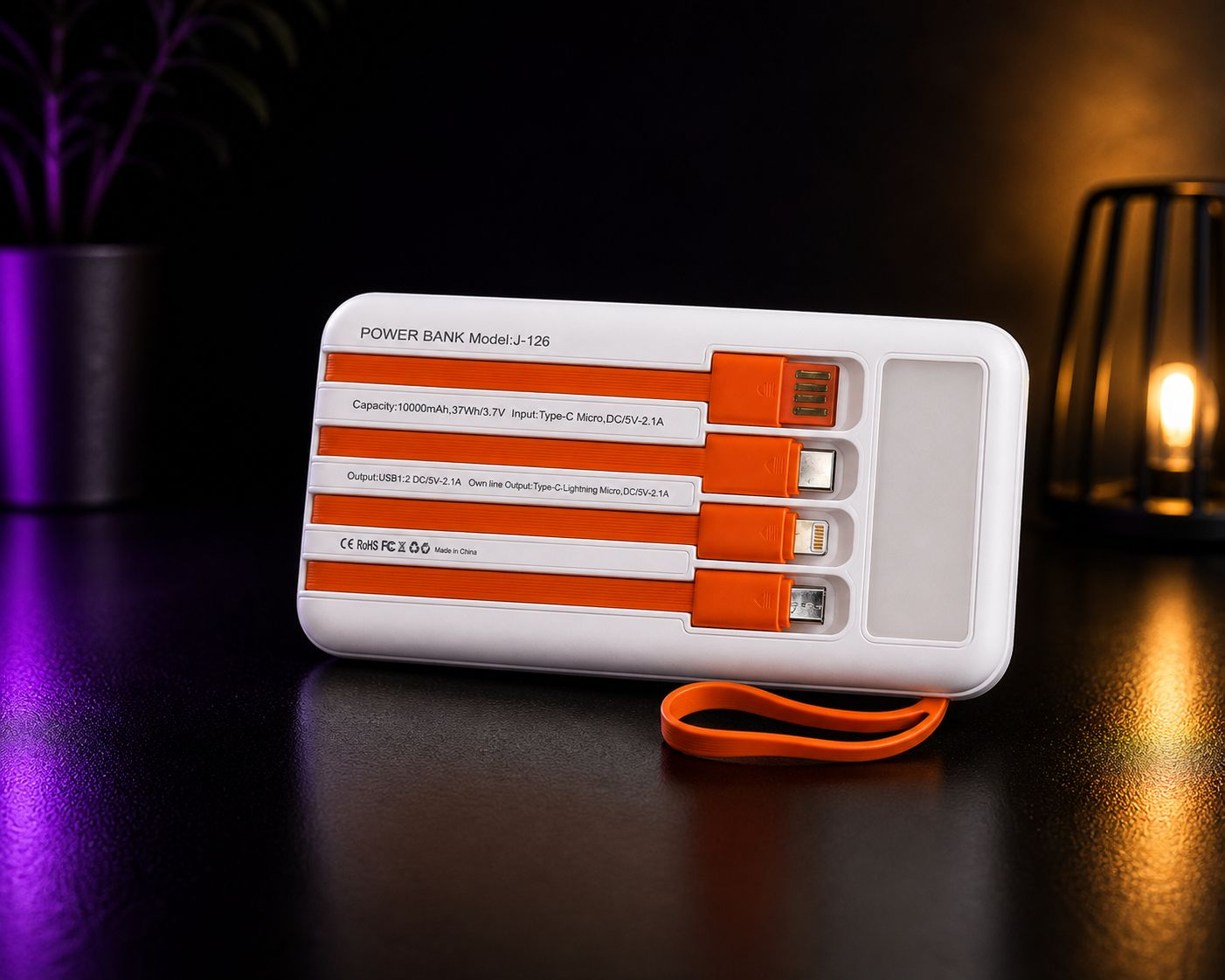 4-in-1 Multi Cable Power Bank 10000mAh