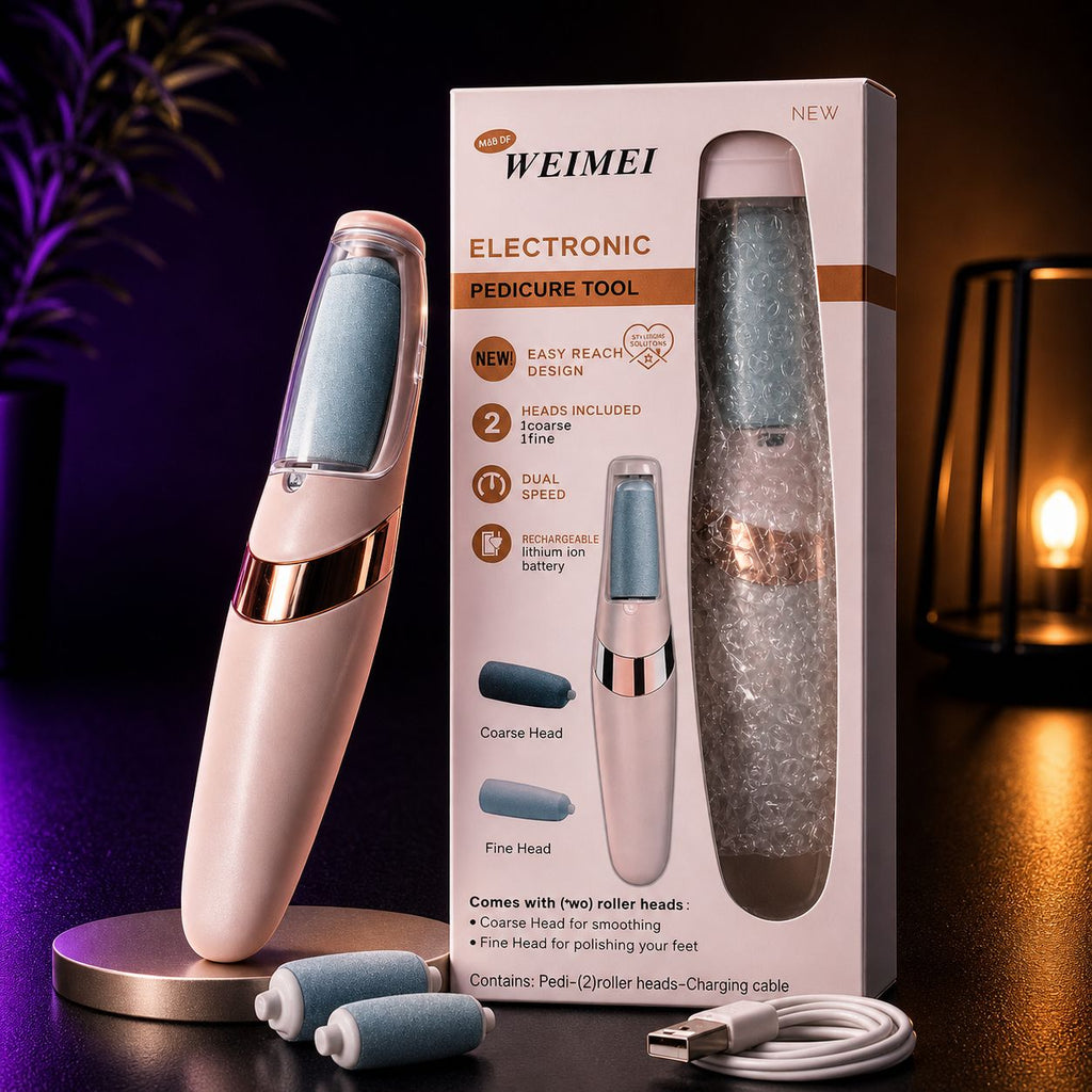 Portable Electric Foot File with 2 Roller Heads